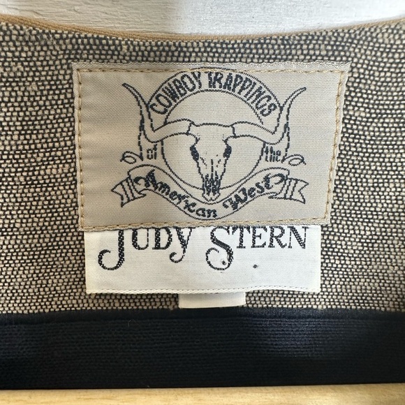 Vintage Judy Stern Cowboy Trappings American West Black Wool Western Vest S/M - Picture 3 of 6